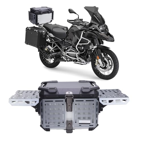 Basella di Coda del Bagagliaio Motociclistico 45L in Lega di Alluminio Pieghevole Multifunzionale con Rilascio Rapido Impermeabilizzazione Universale Blocco Anti -furto per