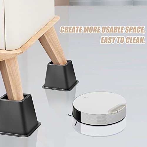 Usion Bed Risers 4 Inch, Set Of 6 Bed Lifts Risers Up To 3300 Lbs,Square Risers Blocks For Sofa,Table,Couch,Chair Or Desk,Dorm Room(Black) #TOP6