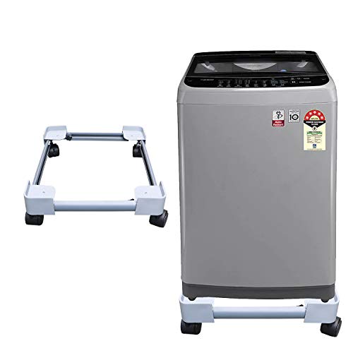 Image of Zureni Refrigerator Trolley with 360 Rotating Wheel Heavy Duty Adjustable Stand for Front or Top Load Washing Machine Fridge Dishwasher (Light Grey, Pack of 1)
