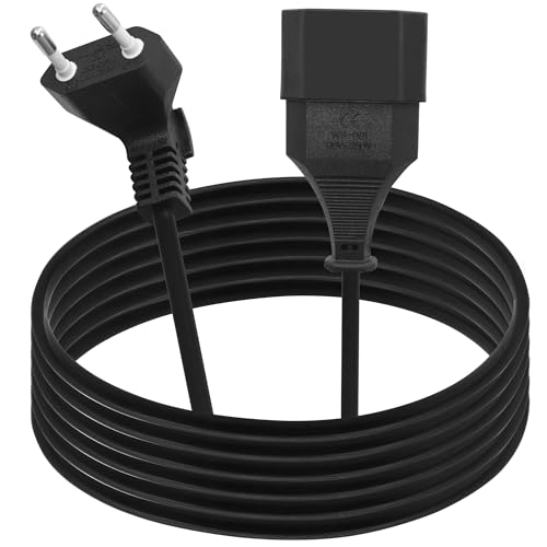 LANMINGLEL Cable alargador Enchufe Europeo, 90° Grados Cable Extension Corto Euro,2,5 A, 250 V, para TV, Ordenador, Monitor, proyector, electrodomésticos (3M)