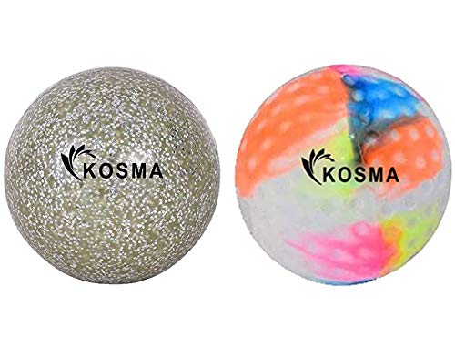 Kosma Lot de 2 balles de hockey en PVC pour sports de plein air (multicolore, paillettes argentées)