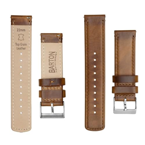 Image of BARTON WATCH BANDS - Top Grain Leather Watch Bands Compatible with Apple Watch Models - 1, 2, 3, 4, 5, 6, 7, 8, 9, 10, SE, Ultra & Ultra 2