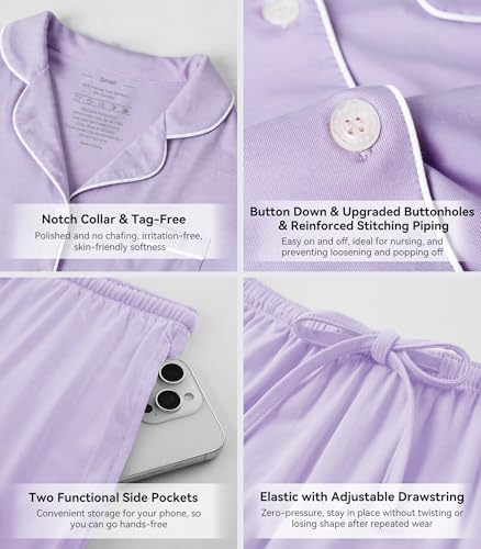 Image of WiWi Viscose from Bamboo Women's Pajamas Set Super Soft Button Down Top and Pants Sleepwear Cooling Pjs S-3X