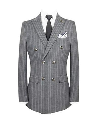 Veste de costume à double boutonnage pour homme : coupe ajustée et motif à rayures élégant