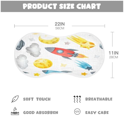 Kigai Rockets Moon Baby Burp Cloths Extra Soft and Absorbent Burping Rags Cotton Burping Clothes Baby Washcloths for Newborn Boys Girls - 1 Pack4