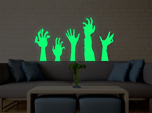 Marsway Halloween Decor Creative PVC Luminous Wall Sticker Fluorescent Decorative Night Glow Decal for Halloween Party (Ghost Hand)