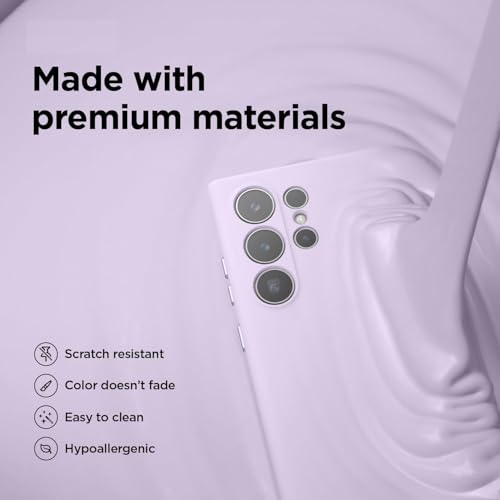 Image of MOBILOVE Back Cover Case for Samsung Galaxy S25 Ultra 5G | Pure Liquid Soft Matte Silicone Case with Logo and Comes with Camera and Screen Protection (Purple)