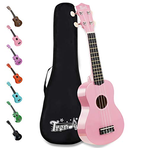 Trendy Soprano Ukulele for Beginners 21 Inch Hawaiian Ukulele for Kid Adult Student with Gig Bag (Pink)