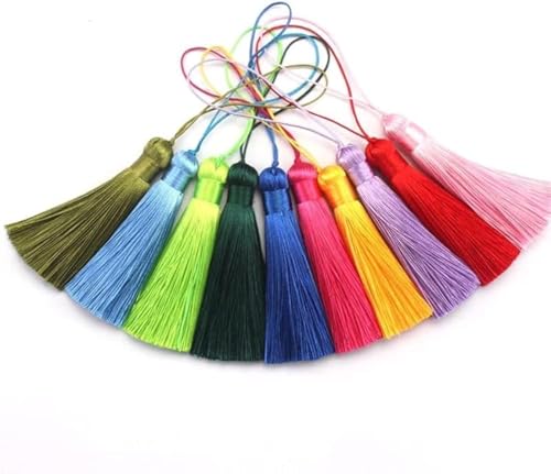 GorinsKani 30pcs Multi-Color 8cm/3.15inches Chunky Soft Small Craft Tassels, Handmade Mini Silky Tassel,Sewing Tassels,Bookmark Tassels for Keychain Graduation and Jewelry Making