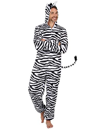 DEGUISE TOI - Déguisement de Zèbre Homme - Combinaison - Taille Unique - Noir - Déguisements adultes - 100% Polyester - Lavable à la main - Carnaval