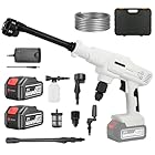Lambluefly Idropulitrice a Batteria 4.0Ah x2, Max 100 Bar Idropulitrice Professionale con Motore ad Alta Potenza, Idropulitrice Portatile con Ugelli Multifunzione 6-IN-1 per Lavaggio Auto, Irrigazione