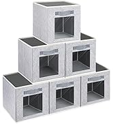 Homsorout Cube Storage Bins, 6 Pack Collapsible Storage Cubes with Front Handle, Fabric Baskets f...