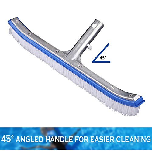 Pool Brush, 17\" Pool Algae Brush Head with Aluminum Back and PVC Bristles, Pool Broom Brushes for Cleaning Swimming Pool Tile Wall and Above Ground Pool (No Pole Included)