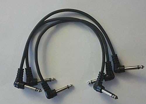 Perfektion Pack of Three 1 foot Guitar-Instrument Patch Cables (Right Angle) - 3 Pack