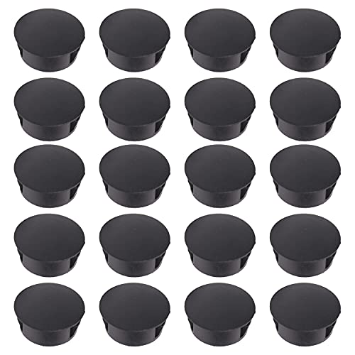 Image of Heyiarbeit 30pcs Hole Plugs 3 /4 inch / 19mm Nylon Plastic Round Snap in Type Locking Hole Tube Furniture Fencing Post Pipe Insert End Caps Black Tone