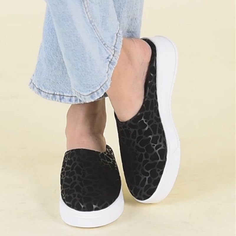 Image of FAUSTO Women's Fashion Outdoor Leopard Print Height Enhancer Open Back Slip On Casual Shoes