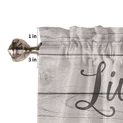 Valances Curtains For Living Room Live Love Laugh Hydrangea Flower Retro Wood Wood Texture Valance For Windows Rod Pocket Short Window Treatment Decor Curtains Light Filtering Kitchen Valance 54"X18" #TOP4