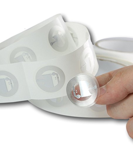 10 x NFC Tags | NXP Chip NTAG216 | 888 Byte Speicherkapazität |Selbstklebende runde und transparente Etiketten | Hohe Scankraft und Ultra Slim-Design | starker Aufkleber