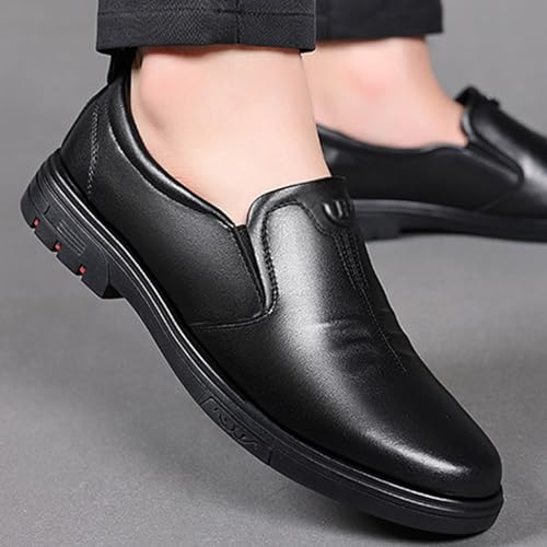 ADMLZQQ Men's Classic Modern Formal Oxfords Slip on Leather Lined Dress Shoes3