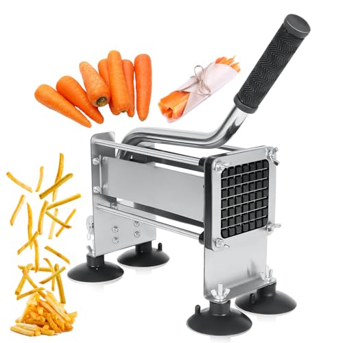 Cuttera francese professionale in acciaio inossidabile, grande confrapatata manuale con base di aspirazione, coperta facile per la cucina domestica, ristoranti, alberghi, include 10mm 12mm 14mm lame,
