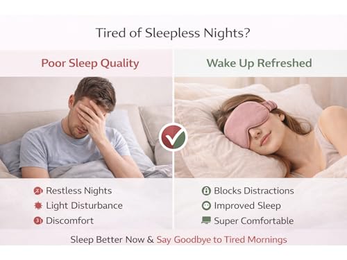 Image of Velvet Eye Sleep Mask for Men & Women Soft Light Blocking Sleeping Eye Mask with Adjustable Strap Travel Relaxation Eye Cover for Home Flight Deep Rest (Black + Dusty Pink)