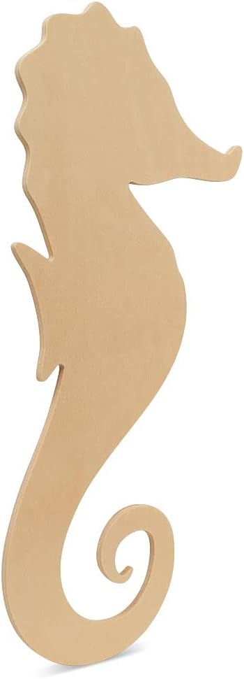 Unfinished Wooden Seahorse Cutout, 16", Pack of 2 Wooden Shapes for Crafts and Summer & Nautical Decor and Crafting, by Woodpeckers