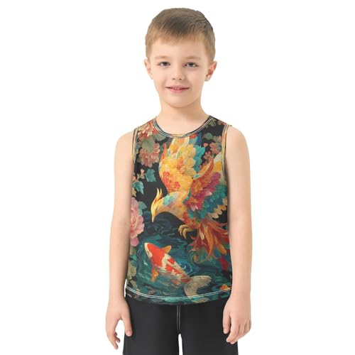 Red Bird Fish Black Boys Tank Tops Sleeveless Tank Top Shirts Undershirts for Boys,3T2