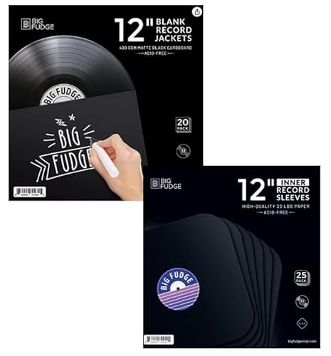 Big Fudge Pro Blank Album Jackets. 20 Album Covers (350gsm) Record Jackets Plus 25x Black Special Edition Vinyl Record Inner Sleeves | Made from Heavyweight & Acid Free Paper