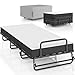 Brinlawb Cama Plegable 90x200 cm con colchón y 4 ruedas, Cama Plegable de Invitados con colchón de espuma de 10 cm de espesor, Marco de metal fuerte y estable, Utilizado como sofá, Uso versátil 2 en 1