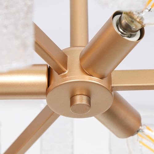 KSANA Gold Semi Flush Mount Ceiling Light, Modern Drum 3-Light Close to Ceiling Light Fixture with Textured Glass for Hallway, Bedroom, or Kitchen by KSANA - Used condition - Image 9