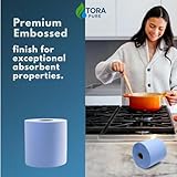 Blue Roll x 6, Kitchen Roll, Blue Centrefeed Paper Tissue Rolls, 2-Ply Embossed, High-Absorbency Hand Towel & Cleaning Rolls for Kitchen, Catering, Washrooms & Commercial Use - TORA PURE - Image 6