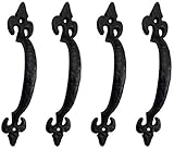 Adonai Hardware "Nethaniah Antique Cast Iron Cabinet Pull Handles (7" x 4 Pack, Matte Black) for Vintage Wooden Barn Doors, Gates, Closets, Furniture, Drawers, Cupboards, Wardrobes and Sheds