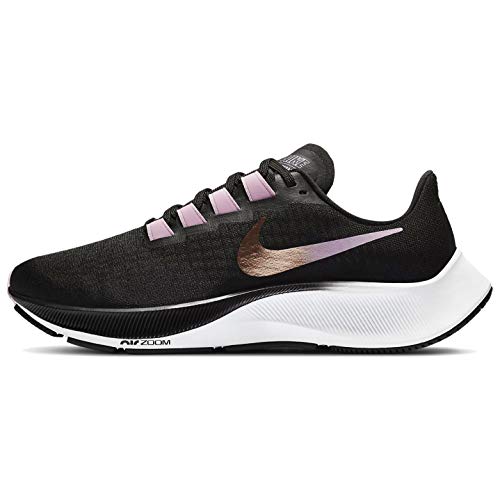 Nike Women's Air Zoom Pegasus 37 Shoes, Black/Light Artic Pink/White/Metallic Red Bronze, 8