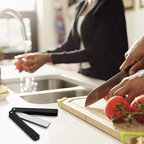 2 Pcs 400/600 Grit Portable Handheld Double Sided Sharpener Pocket Diamond Knife Sharpening Stone For Kitchen, Garden, Outdoor Tools Fine/Coarse Grinding （Black/ Orange） #TOP5