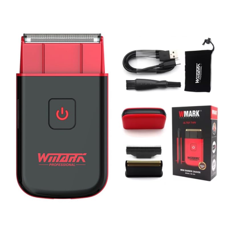 Image of WMARK NG-7901 Professional Barber Shaver Ultra-Thin Design 8800 RPM Motor Cord /Cordless Operation, Convenient Charging Features for Precise Grooming. Extra Blade set, Travel Pouch included, Model 25