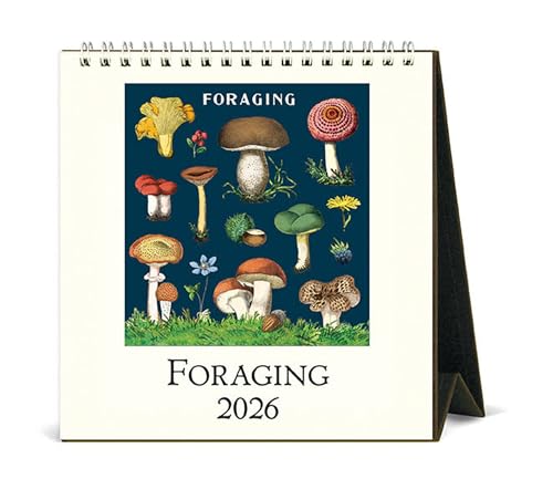 Cavallini 2026 Foraging Easel Desk Calendar 6x6.5 Inches 12 Month Page-A-Month Standing Desk Calendar Ideal for Foraging Lovers Small and Cute