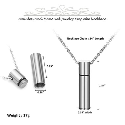 Jovivi Edelstahl Memorial Schmuck Asche Urne Anhänger Zylinder Kette Kapsel Pendant Halskette Damen Herren Gedenk Geschenk