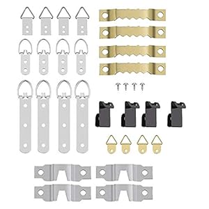 68 Pcs Hooks for Wall Mount, Photo Hangers Kit, D & Serrated Hooks with Screws