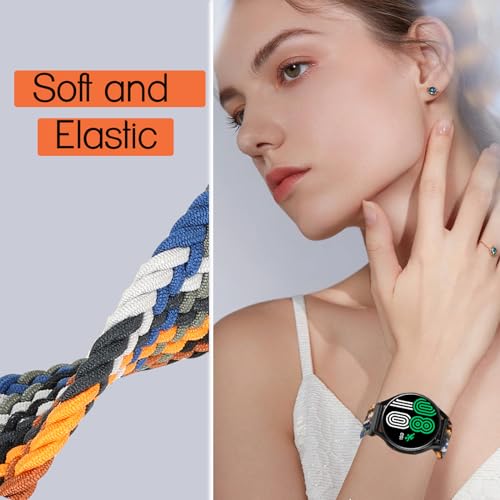 16mm 18mm Stylish and Adjustable Braided Stretchy Solo Loop Bands, Perfect Fit for Women and Men - 16mm 18mm Quick Release Straps Ideal for Smart and Traditional Watches Easy Installation - Pack of 6