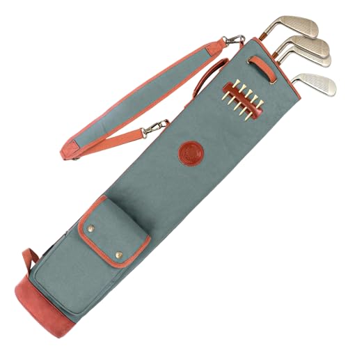 TOURBON Lightweight Golf Bag Practical Golf Travel Club Carrier Case with Golf Accessory Pouch - Green