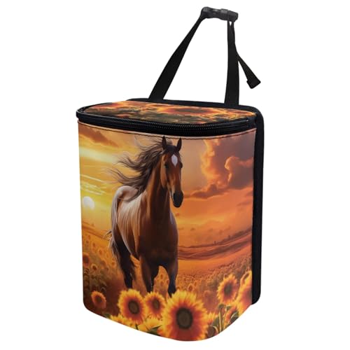 Image of DISNIMO Floral Dragonfly Car Trash Can for Car Cute, Car Trash Bag Bin Hanging Foldable Automotive Car Garbage Cans Leak Proof Vehicle Trash Can Black