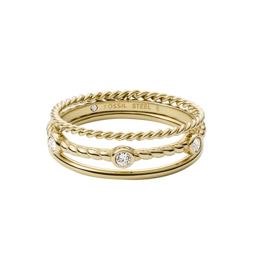 Fossil Ring Für Frauen Vintage Iconic, Höhe: 7,4mm Gold-Edelstahl-Ring,...