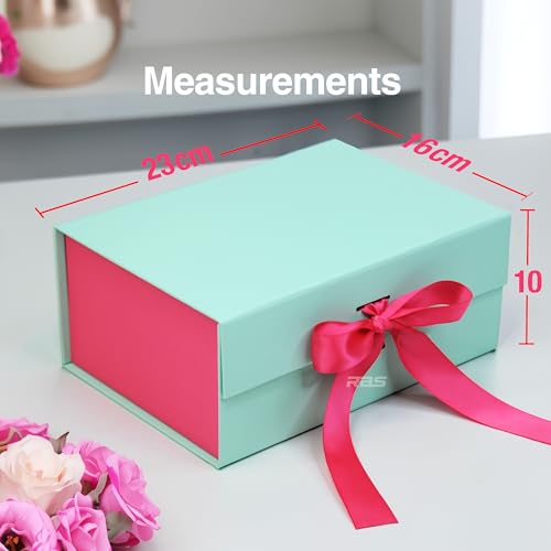 Image of RBS - Foldable Gift Box (23 X 16 X 10Cm) Decorative Gift Boxes For Packaging Empty Gift Packing Box Reusable Gift Boxes For Gifting Multipurpose Gift Box For Birthday Gifting (Blush Mint)