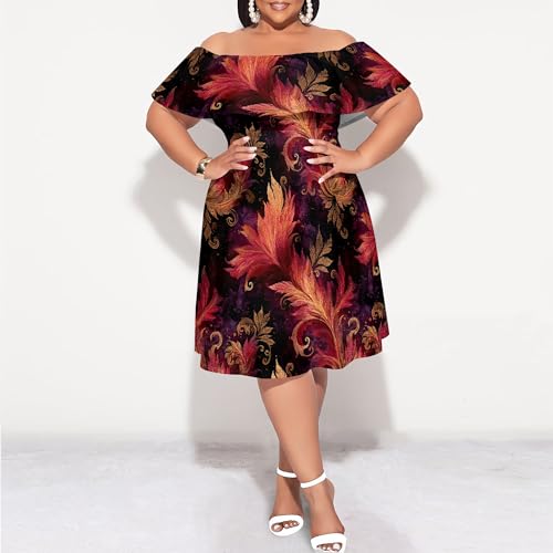 Image of SUZONANA Women's Plus Size Summer Dresses Floral Print Midi Dresses Flowy Sundresses