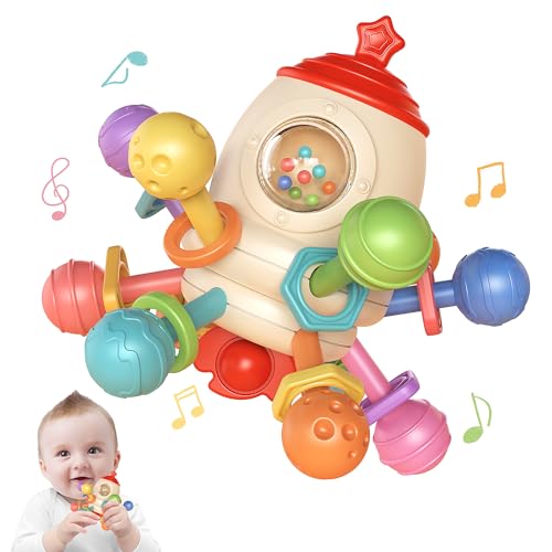 Image of flybakiz Baby Teething Toys Sensory Chew Toys Newborn Infant Montessori Learning Developmental Rattles Toy for 0 3 6 9 12 18 Months