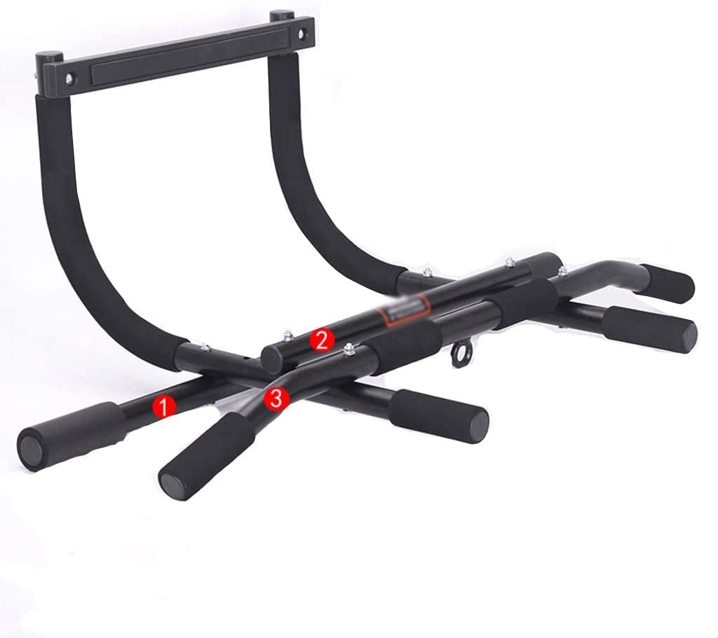 QUSYZD Strength Training Pull Up Bar Mounted Chin Up Bar,Strength Training Pull-Up Bars, Horizontal Bar Fitness Equipment, Black/white,bearing 300kg,D