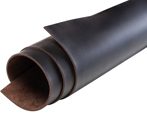 Full Grain Crazy Horse Leather Sheets - Heavy-Duty 1.8-2.1mm Oil-Tanned Cowhide for Crafting, Vintage Distressed Tooling Leather (6