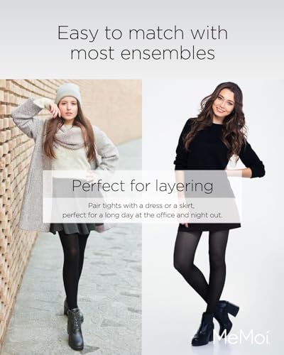 MeMoi Velvet Touch Opaque Tights, Comfortable and Breathable Control Top Tights, 80 Denier Opaque Finish - Sizes S-Q24