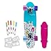 Wipeout Performance Skateboard with Dry Erase Bottom, Marker and Stencils, 58mm Urethane Wheels, Monster Teal, Lightning Bolt Black, One Size