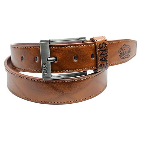 Mens Eagle Design Jeans 1.5" 36mm 4cm Wide Stylish Belt (Tan, 125 CM (XL-XXL / 42-44in)) Cover